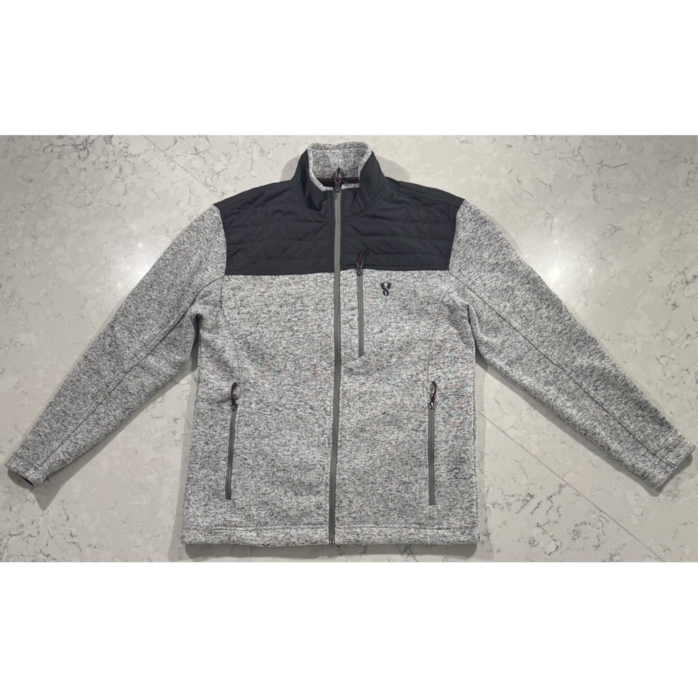 Stoic Nylon Yoke Hybrid Sweater Fleece Jacket Mens Medium Gray Full Zip Gorpcore